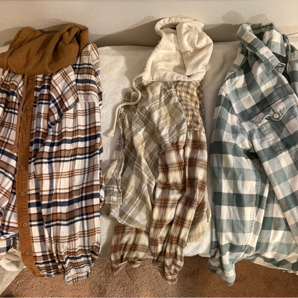 Plaid Button-Up Shirts In Brown, Cream, And Green